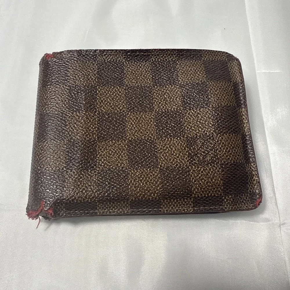 Louis Vuitton Damier Ebene Multiple Bifold Wallet Monogram Slender Canvas Brown